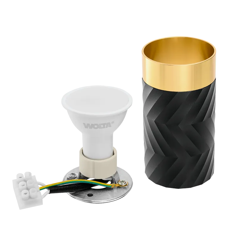 Накладной светильник WOLTA WSL-GU10/09BG IP20 под лампу GU10 Чёрный/золото LINEA D55x100 1/100 - Фото 7