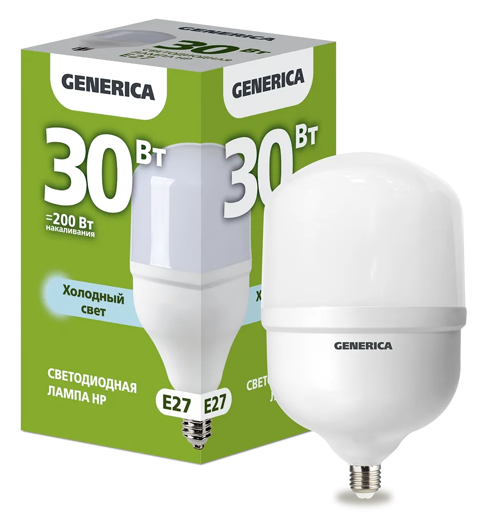 Лампа светодиодная HP 30Вт 230В 6500К E27 GENERICA