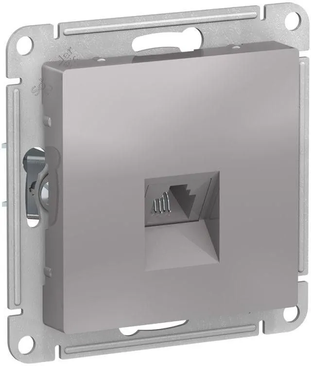 Розетка телефонная 1-м СП AtlasDesign RJ11 механизм алюм. SE ATN000381