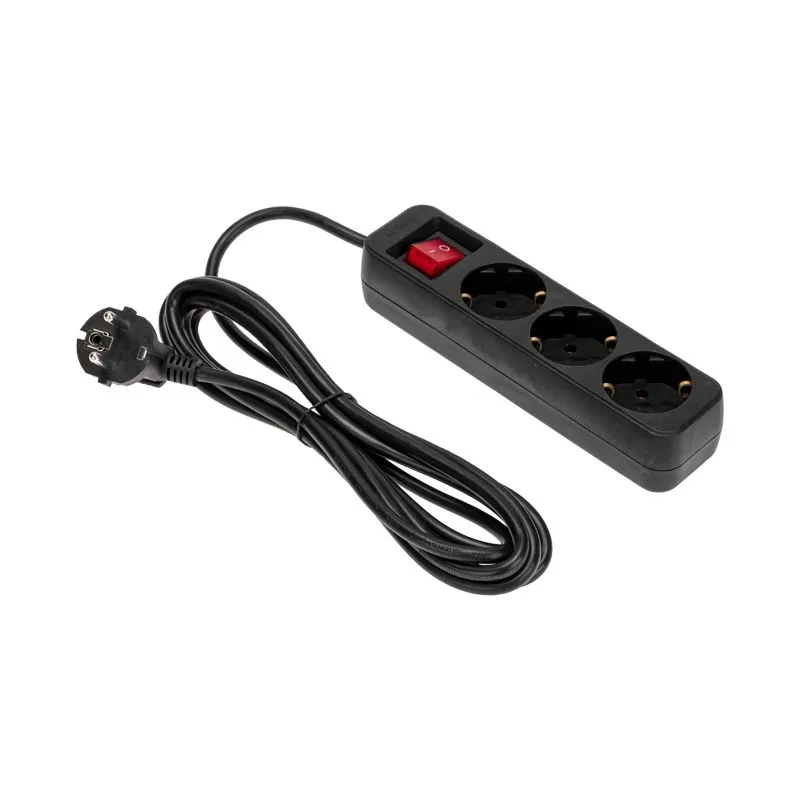 Удлинитель STANDARD 3 гнезда, 3м, 3х1,0мм², с/з, с выключателем, черный REXANT - Фото 2