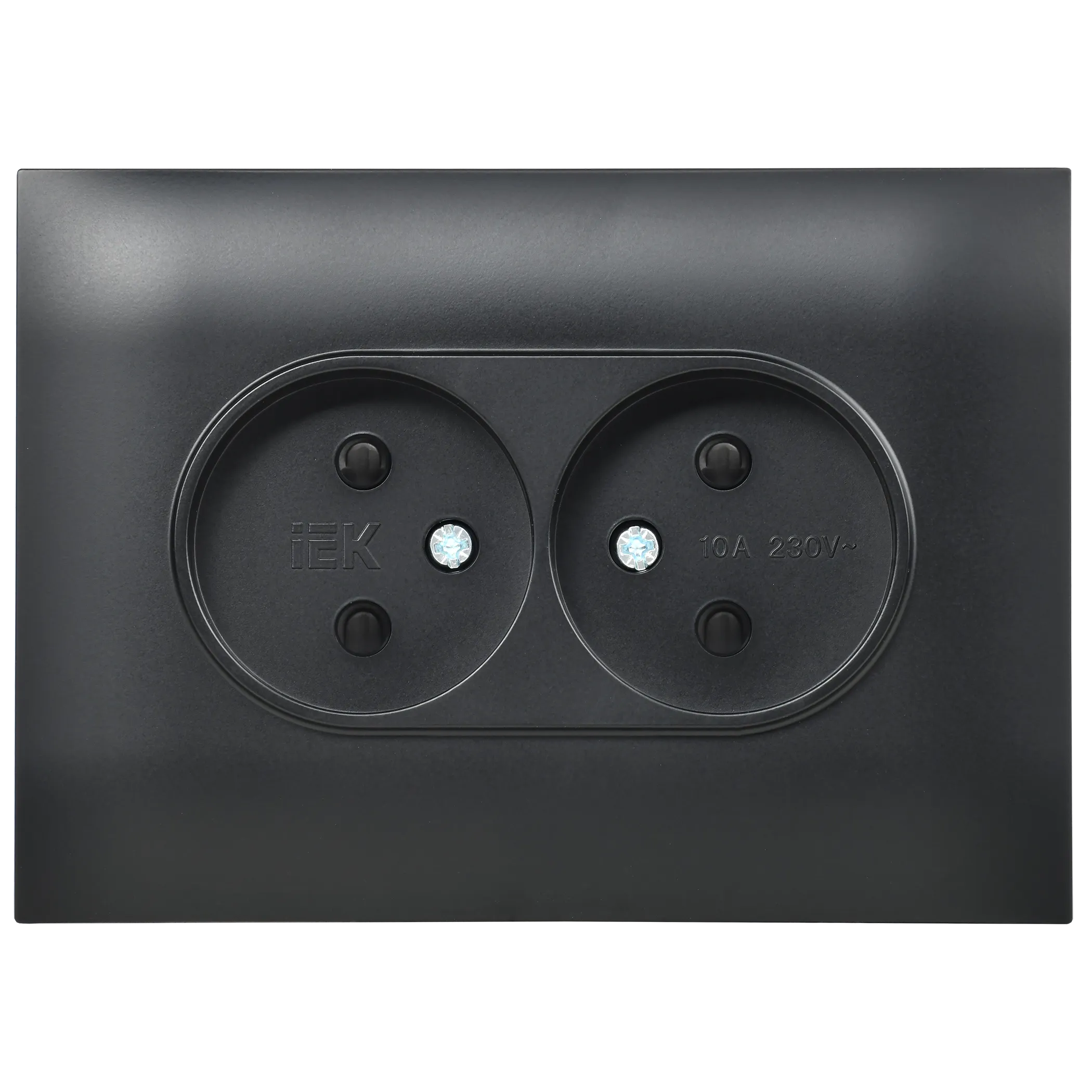 SKANDY Розетка 2-местная без заземления с защитными шторками 10А в сборе SK-R09Bl черный IEK - Фото 6
