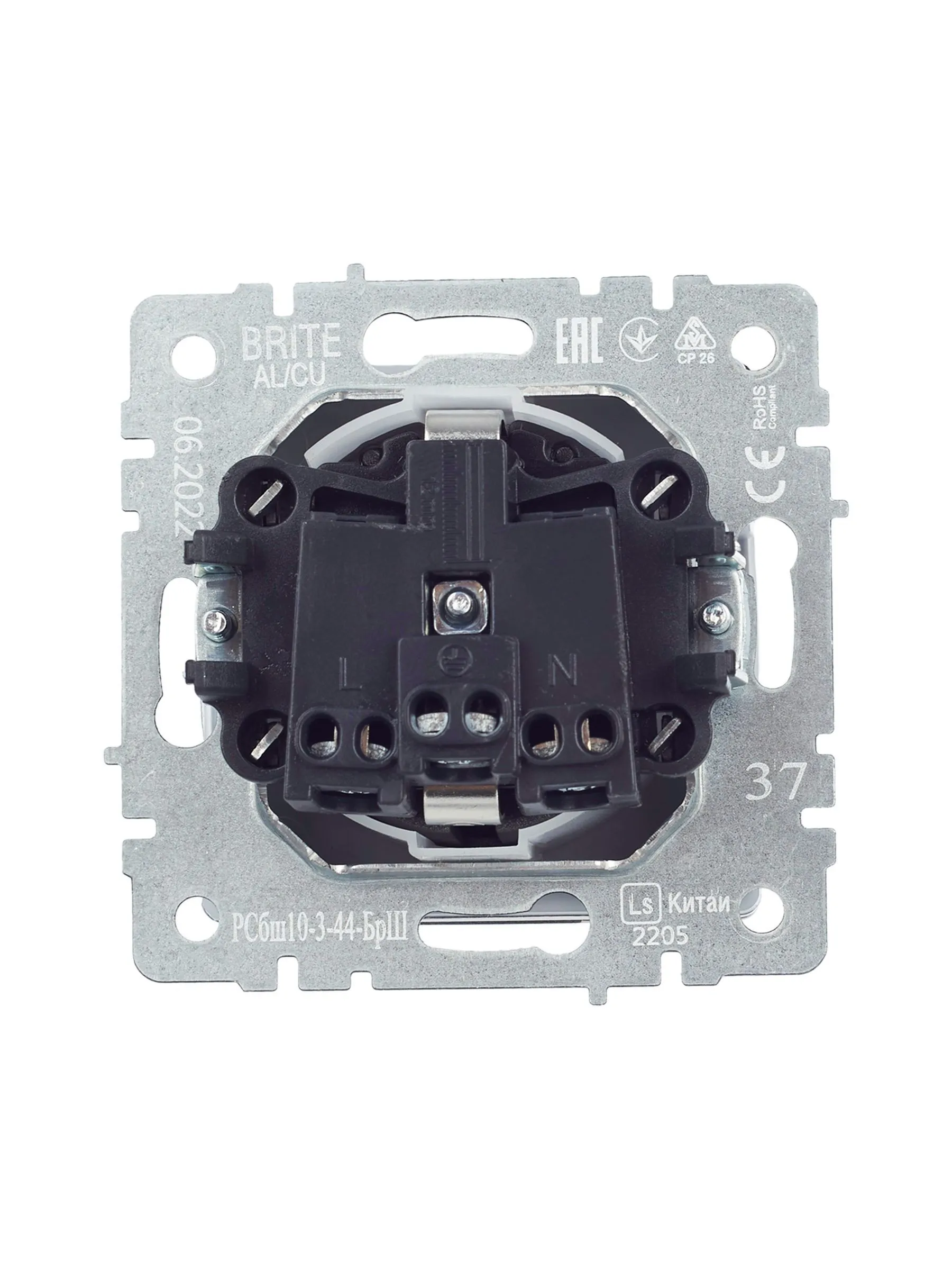 BRITE Розетка 1-местная с заземлением с защитными шторками и крышкой 16А IP44 РСбш10-3-44-БрШ шампань IEK - Фото 2