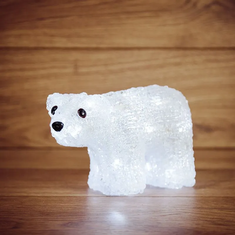 Акриловая светодиодная фигура Белый мишка 15х25 см, 4,5 В, 3 батарейки AA (не входят в комплект), 20 светодиодов NEON-NIGHT 513-252
