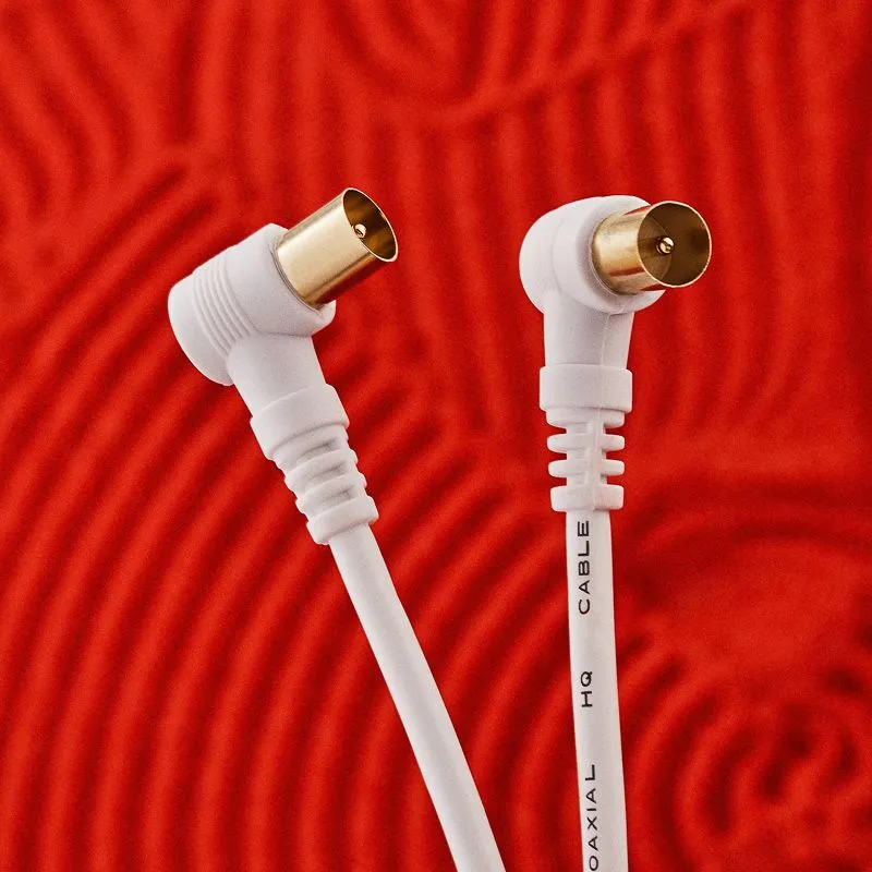 Шнур ТВ штекер - ТВ штекер, угловой, 1,5м, белый REXANT - Фото 4