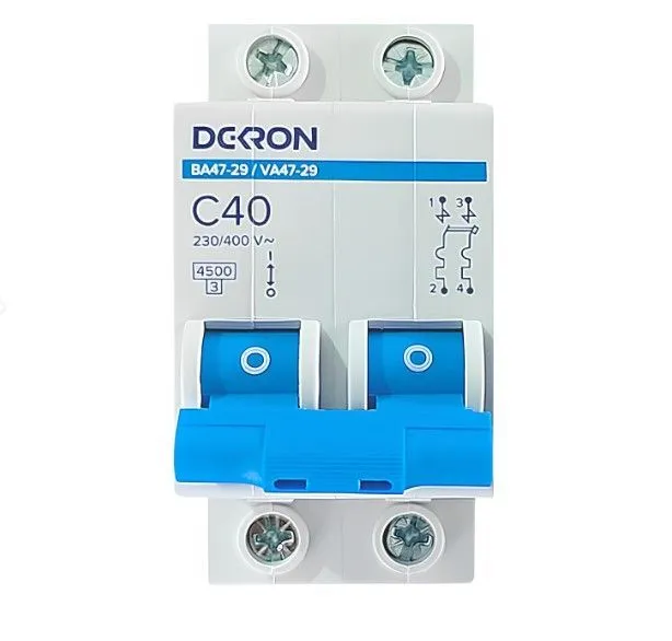 Автоматический выключатель ВА47-29 2P С40A 4,5кА mcb29-2-C40-dek
