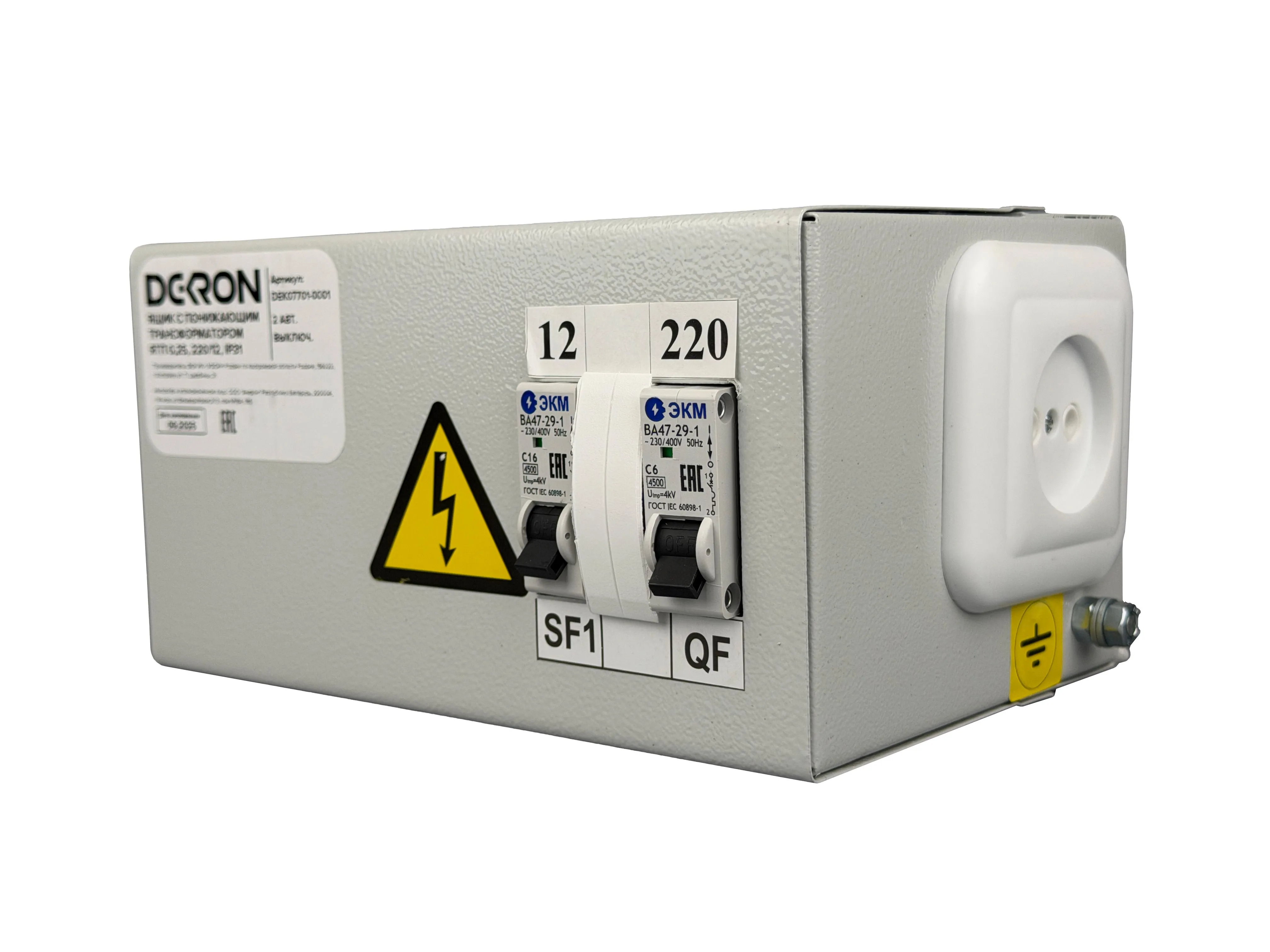 Ящик с понижающим трансформатором ЯТП 0.25 220/12В (2 авт. выкл.) IP31 DEKRON - Фото 3