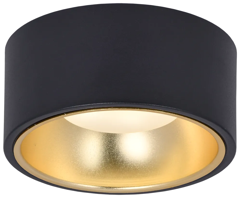 LIGHTING Светильник 4017 накладной потолочный под лампу GX53 черный/золото IEK - Фото 4