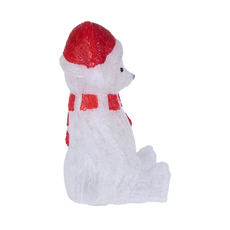 Акриловая светодиодная фигура Медвежонок в красном колпаке 56 см, 200 светодиодов, IP 65, понижающий - Фото 5