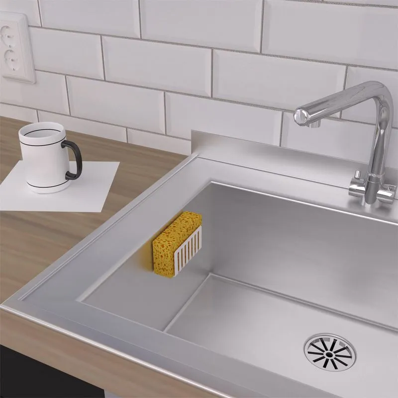 Держатель для хранения губки и кухонной утвари, монтаж без сверления, белый REXANT - Фото 3