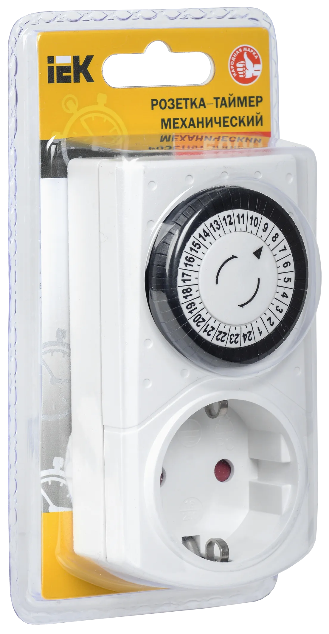 Розетка-таймер механический РТМ-1 30мин 24ч 48on/off 16А IP20 IEK - Фото 2