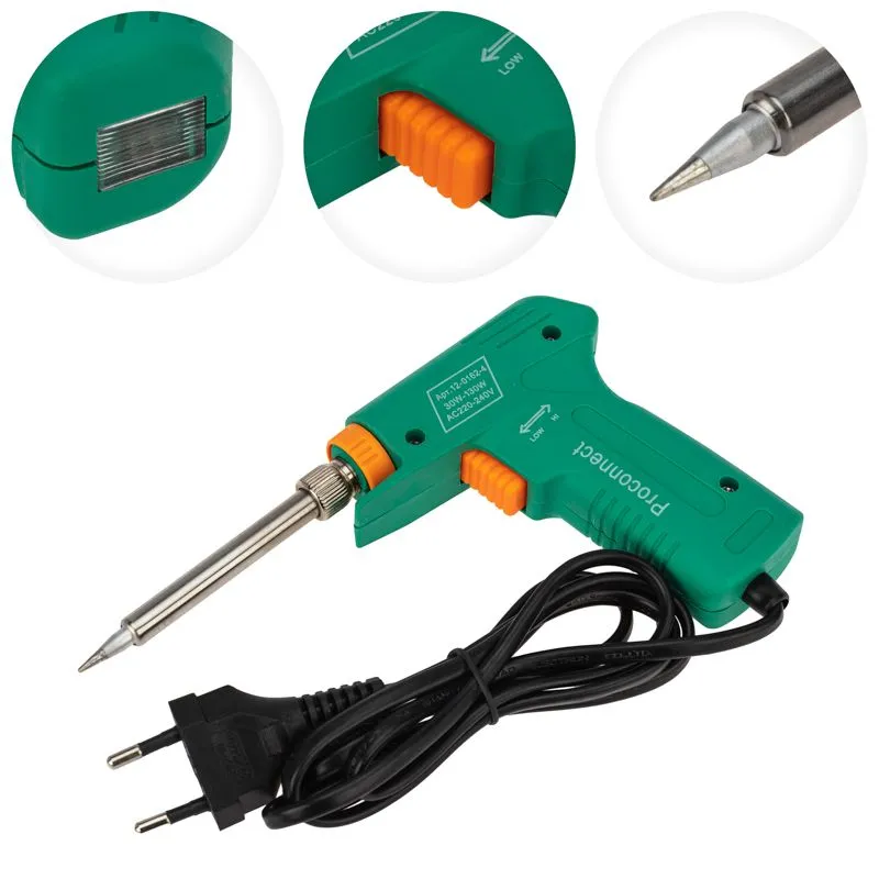 Паяльник-пистолет двухрежимный с керам. нагревателем, серия Classic, 30/130Вт, 230В PROconnect - Фото 3