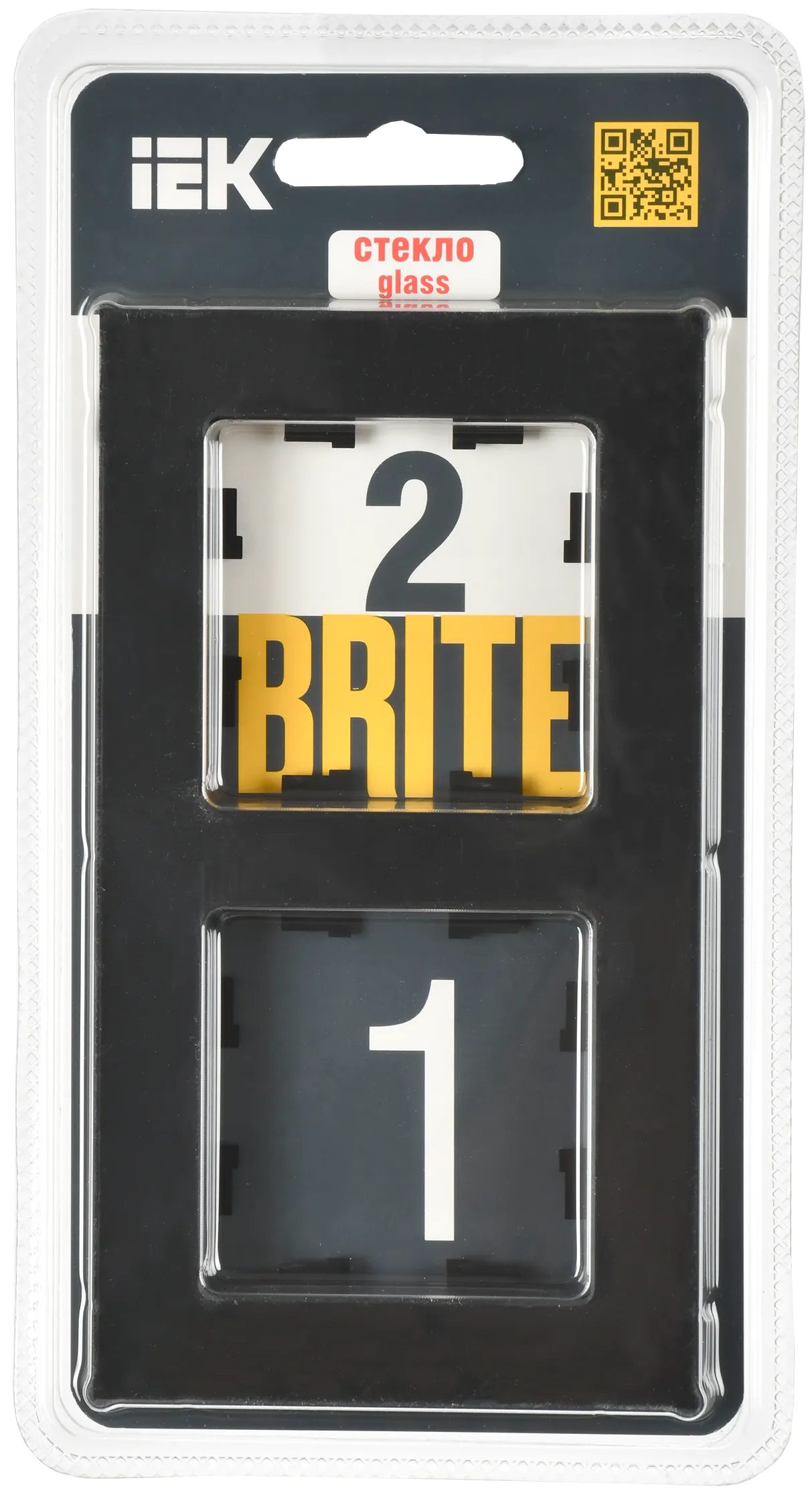 BRITE Рамка 2-местная РУ-2-2-Бр стекло черный матовый IEK - Фото 2