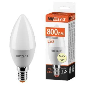 Лампа светодиодная "Свеча-C37" 10Вт 800лм 3000К Е14 (50шт/уп) WOLTA 25YC10E14