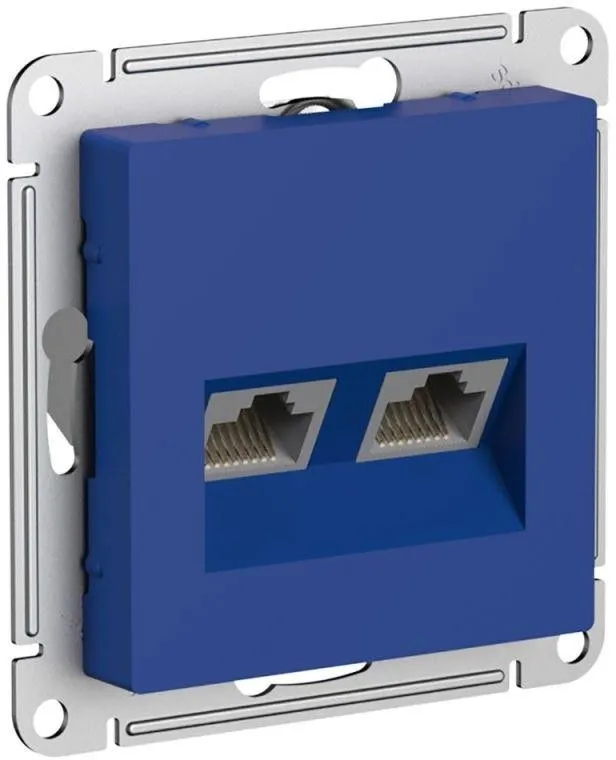 Розетка компьютерная 2-м AtlasDesign RJ45+RJ45 кат.5E механизм аквамарин SE ATN001185