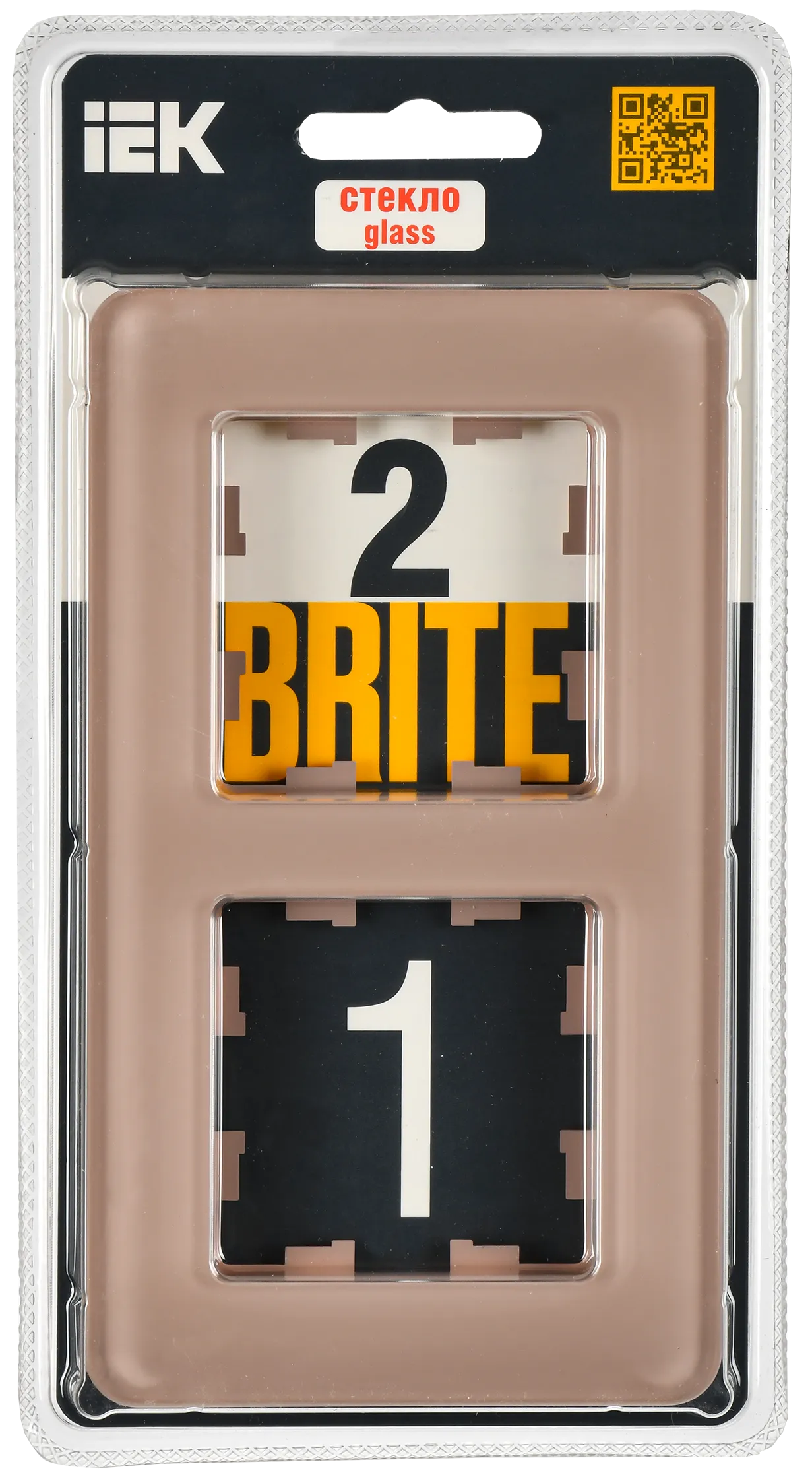 BRITE Рамка 2-местная РУ-2-2-Бр стекло дымчатый RE IEK - Фото 2