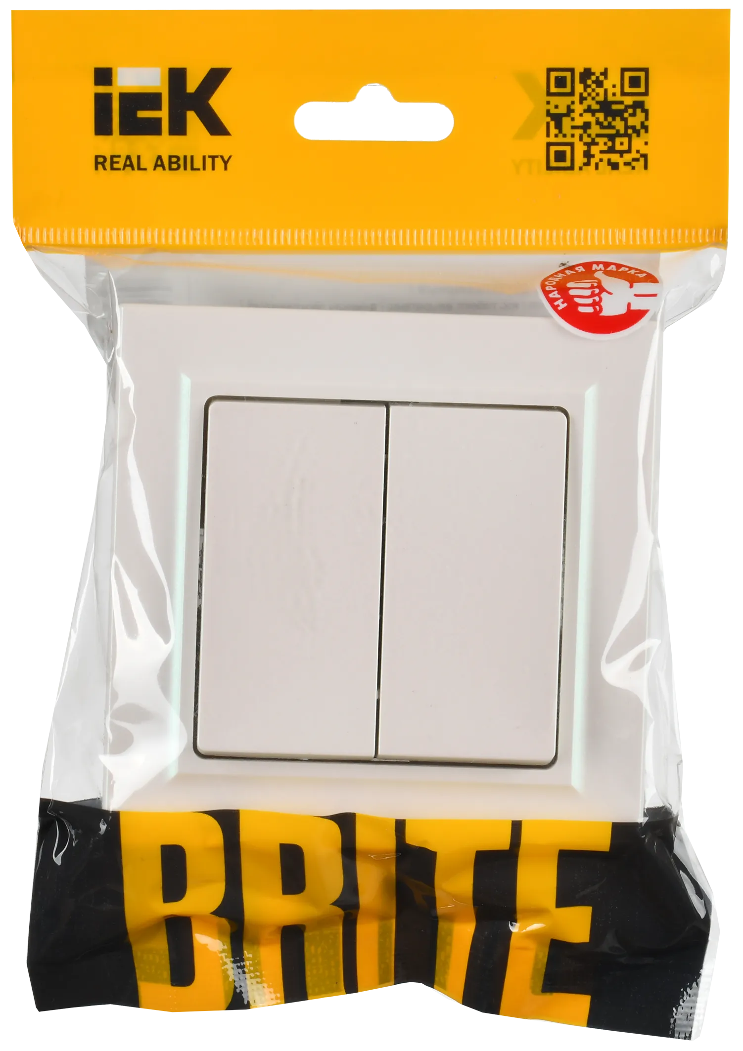 BRITE Выключатель 2-клавишный 10А в сборе ВСР10-2-0-БрЖ жемчуг IEK - Фото 2