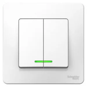 Выключатель 2-кл. СП Blanca 6А IP20 (сх. 5) 250В с подсветкой бел. SE BLNVS006511 1210249