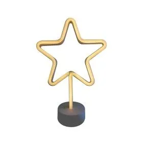 Светодиодный настольный неоновый светильник "Звезда", 3Вт, питание 3*АА, цвет свечения желтый 12-68
