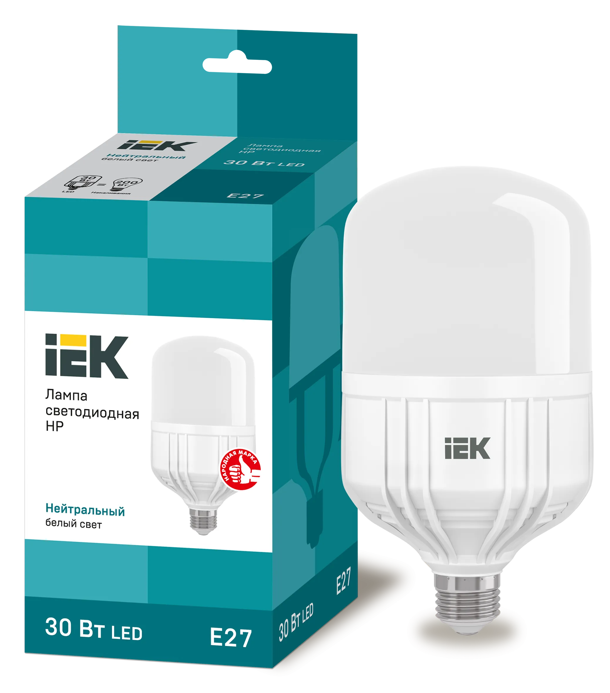 Лампа светодиодная HP 30Вт 230В 4000К E27 IEK LLE-HP-30-230-40-E27