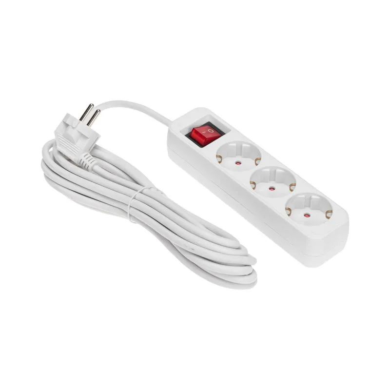 Удлинитель STANDARD 3 гнезда, 5м, 3х1,0мм², с/з, с выключателем, белый REXANT - Фото 2