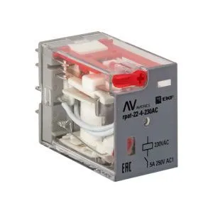 Реле промежуточное с кнопкой и мех. Индикацией RPAt 22/4 5A 230В AC EKF 