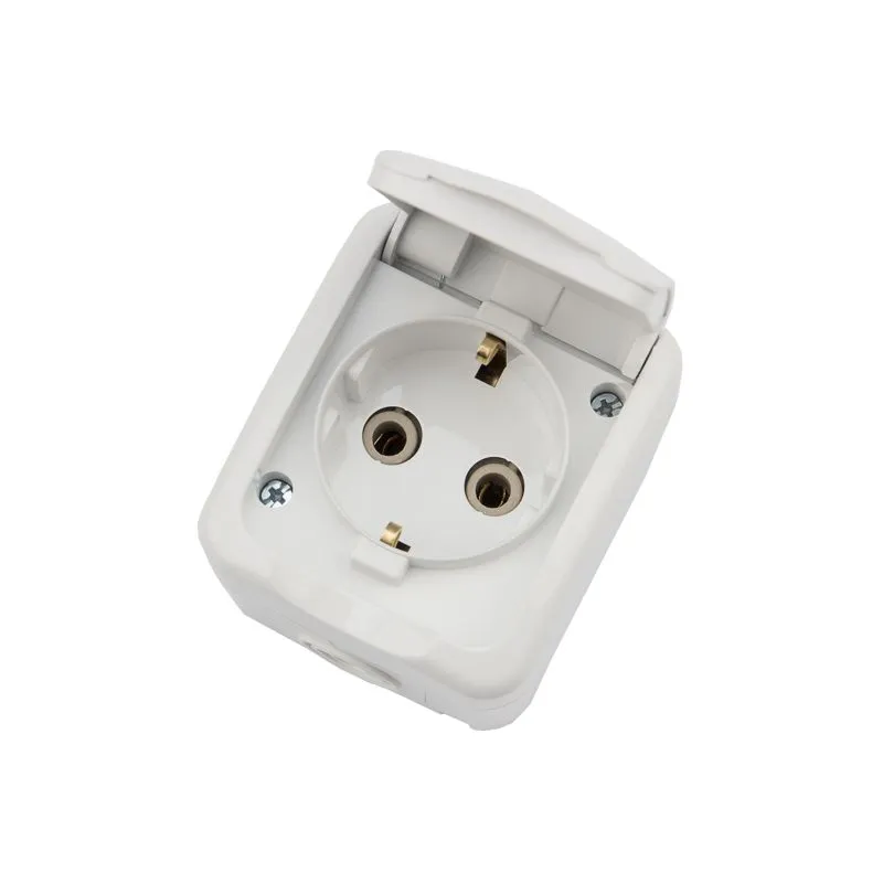 Розетка одноместная (керамика) Mini OG IP54 с/з, о/у, белая KRANZ для дома - Фото 3