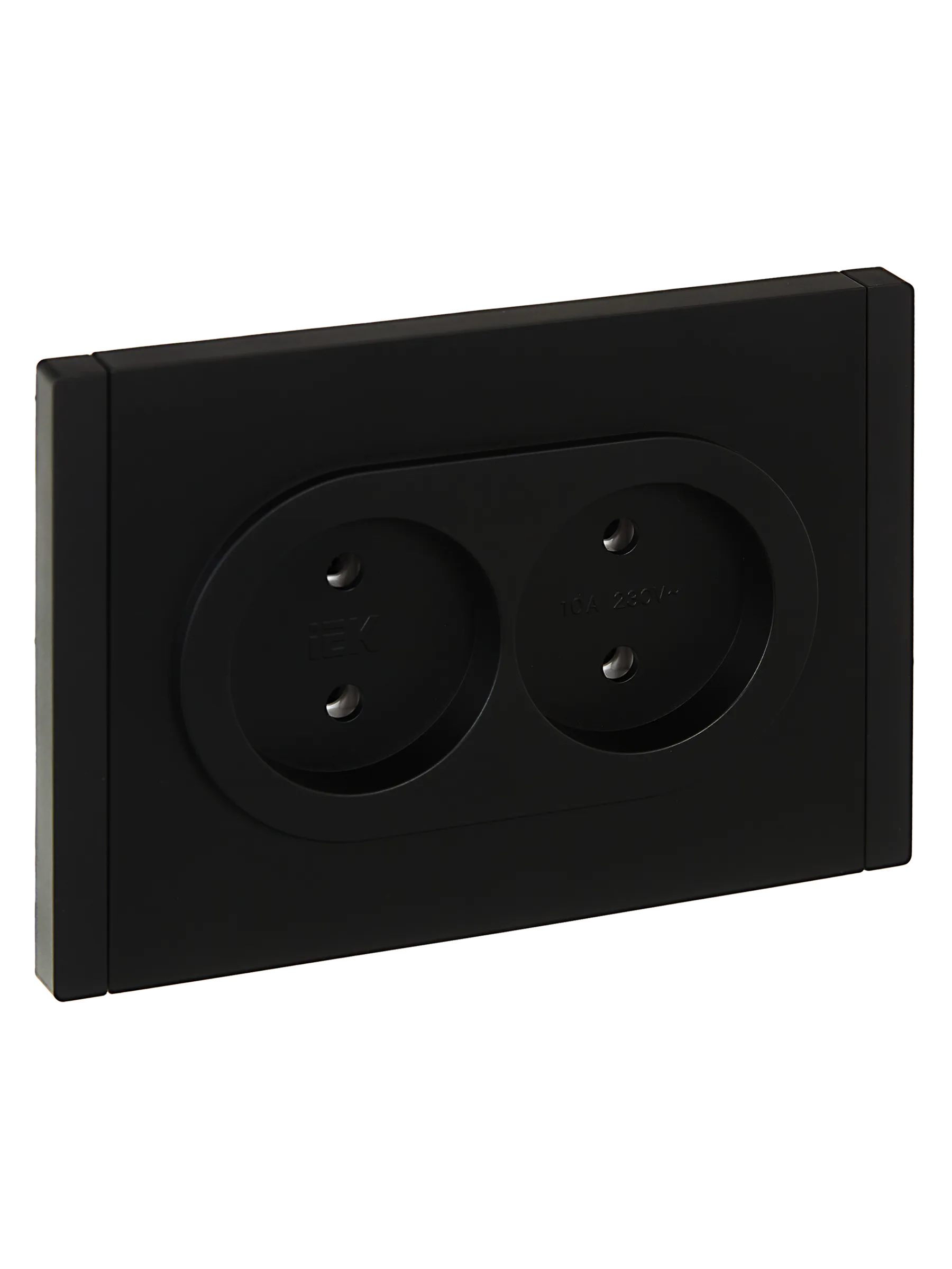 FORTE&PIANO Розетка 2-местная без заземления без защитных шторок безвинтовое крепление 10А FP126 черный IEK FP-R20-10-1-K02