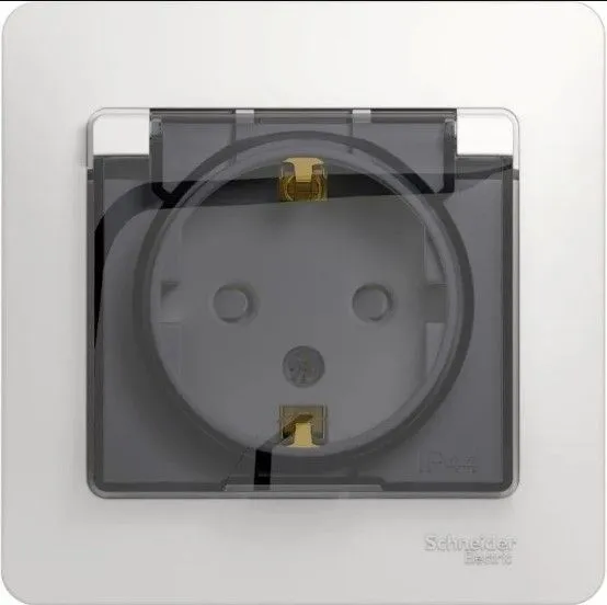 Розетка 1-м СП Glossa 16А IP44 с заземл. защ. шторки с крышкой в сборе бел. SE GSL000148 275157