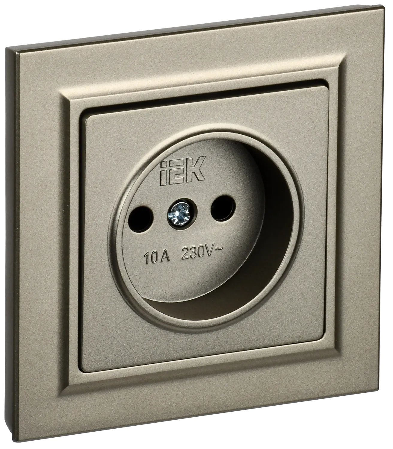 BRITE Розетка 1-местная без заземления без защитных шторок 10А в сб. РСР10-1-0-БрШ шампань IEK