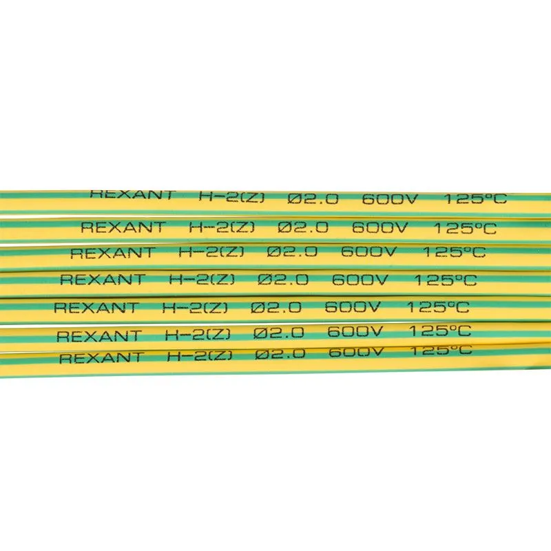 Трубка термоусаживаемая ТУТ нг 2,0/1,0мм, желто-зеленая, упаковка 50 шт. по 1м REXANT - Фото 2