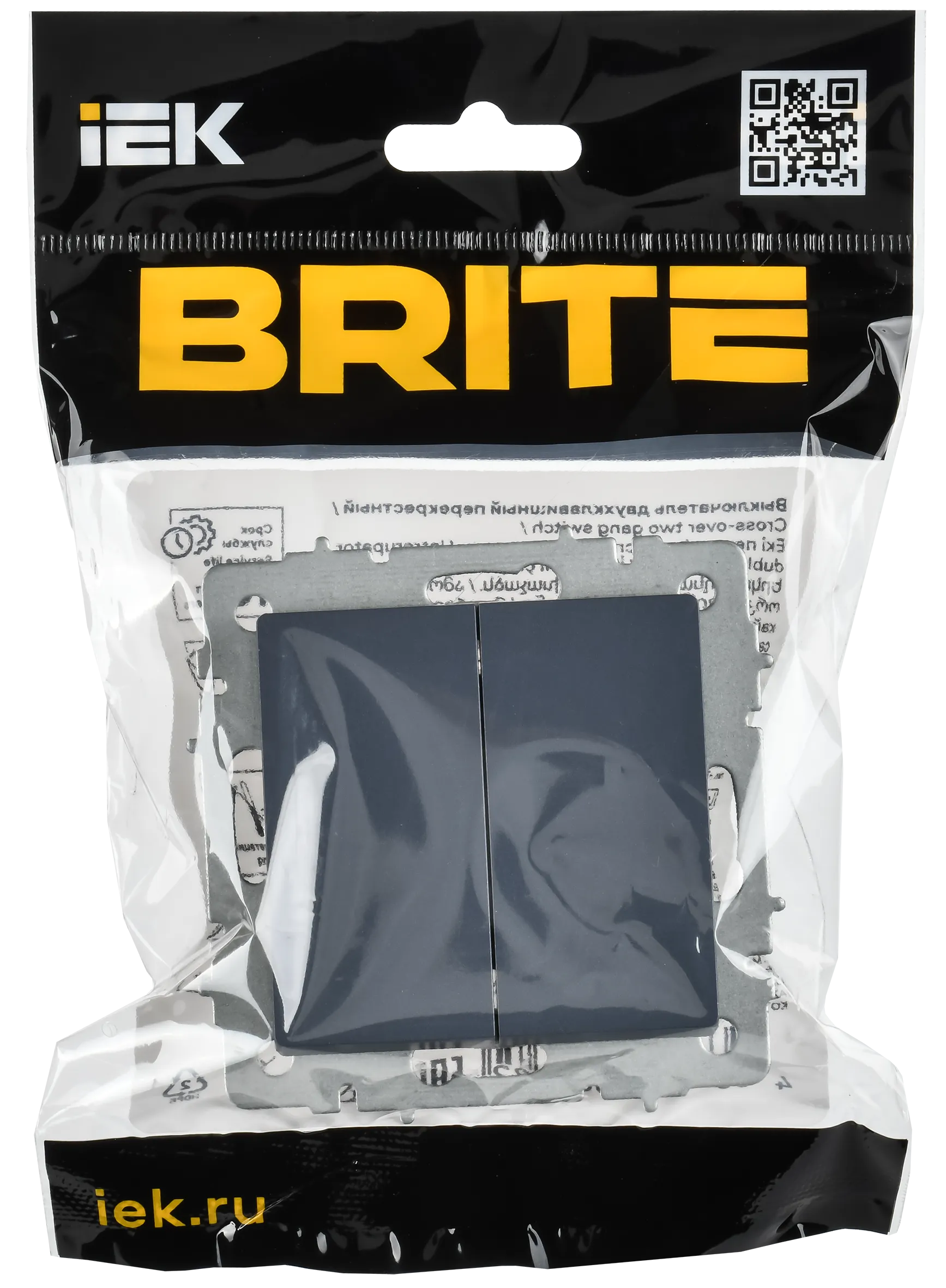 BRITE Выключатель 2-клавишный перекрестный 10А ВС10-2-3-БрМ маренго IEK - Фото 2