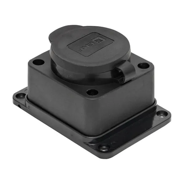 Роз. (колодка) одномест. с защит. крышкой каучуковая 230В 2P+PE 16A IP44 EKF Марс - Фото 2