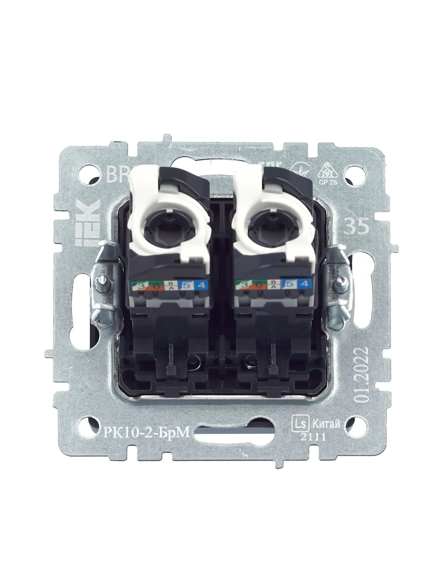 BRITE Розетка компьютерная двойная RJ45 кат.5E РК10-2-БрМ маренго IEK - Фото 8