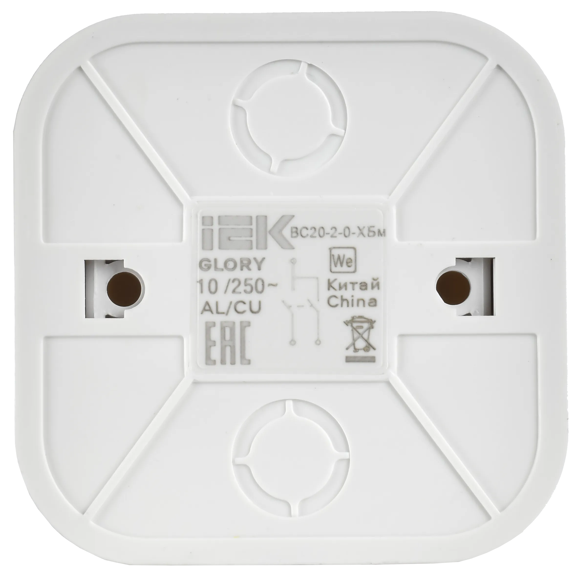 GLORY Выключатель 2-клавишный для открытой установки 10А ВС20-2-0-ХБм белый матовый IEK - Фото 5