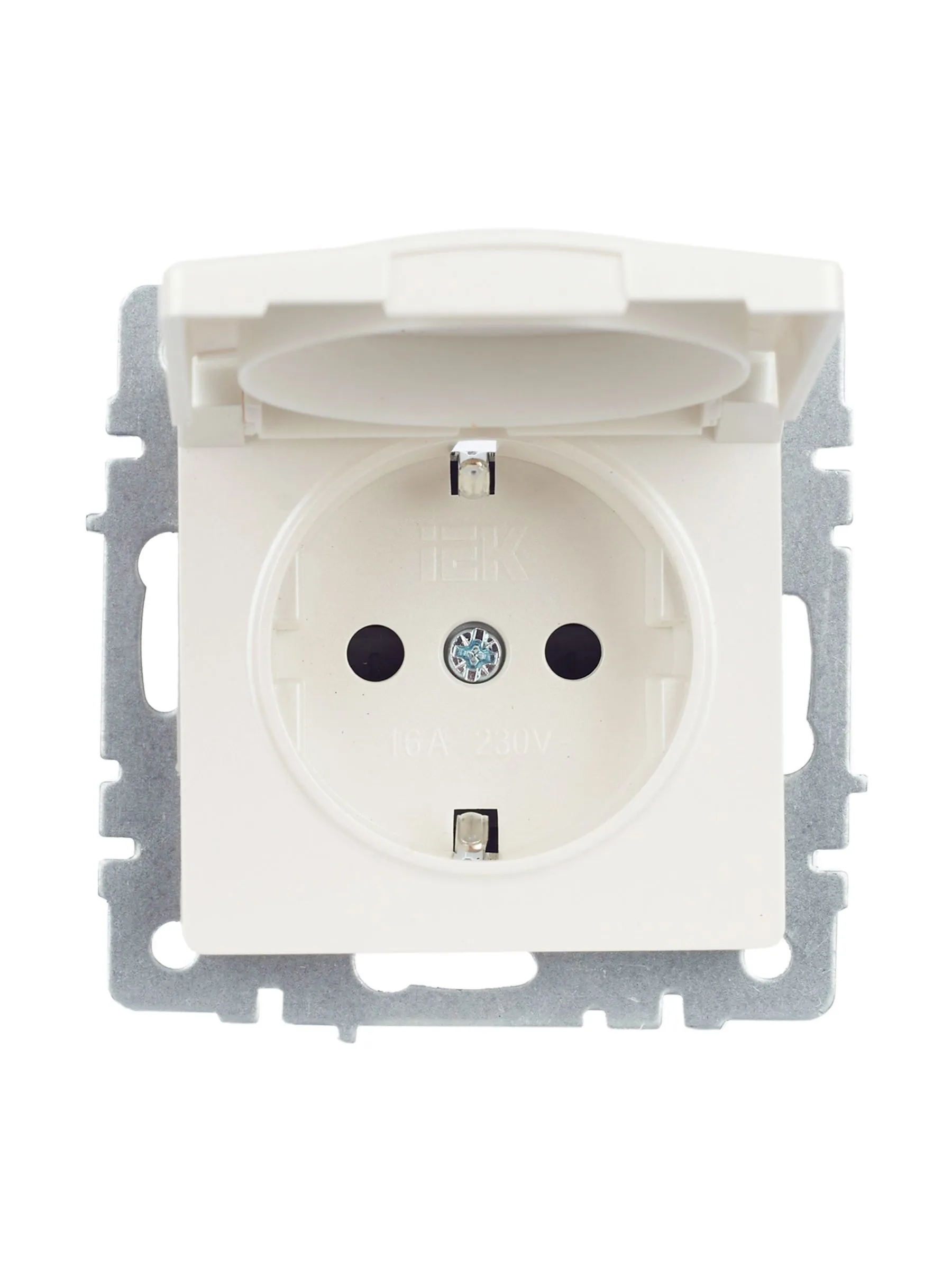 BRITE Розетка 1-местная с заземлением с защитными шторками и крышкой 16А IP44 РСбш10-3-44-БрЖ жемчуг IEK - Фото 7