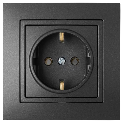 Розетка штепсельная с заземляющим контактом скрытой установки РС16-339 графит