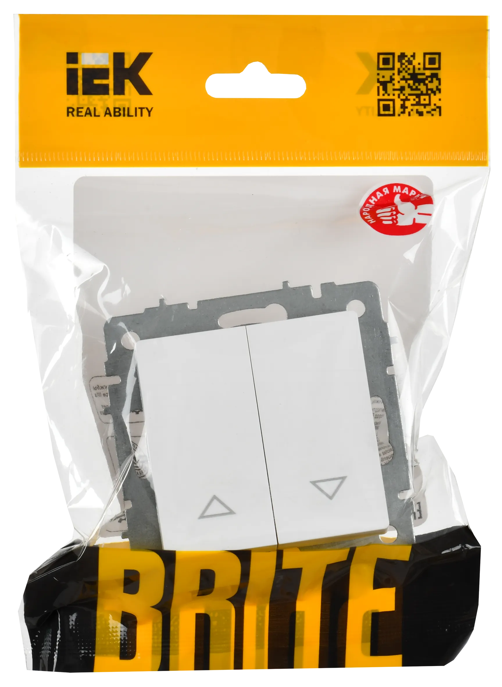 BRITE Выключатель жалюзи 10А ВС10-1-5-БрАБ арктический белый IEK - Фото 2