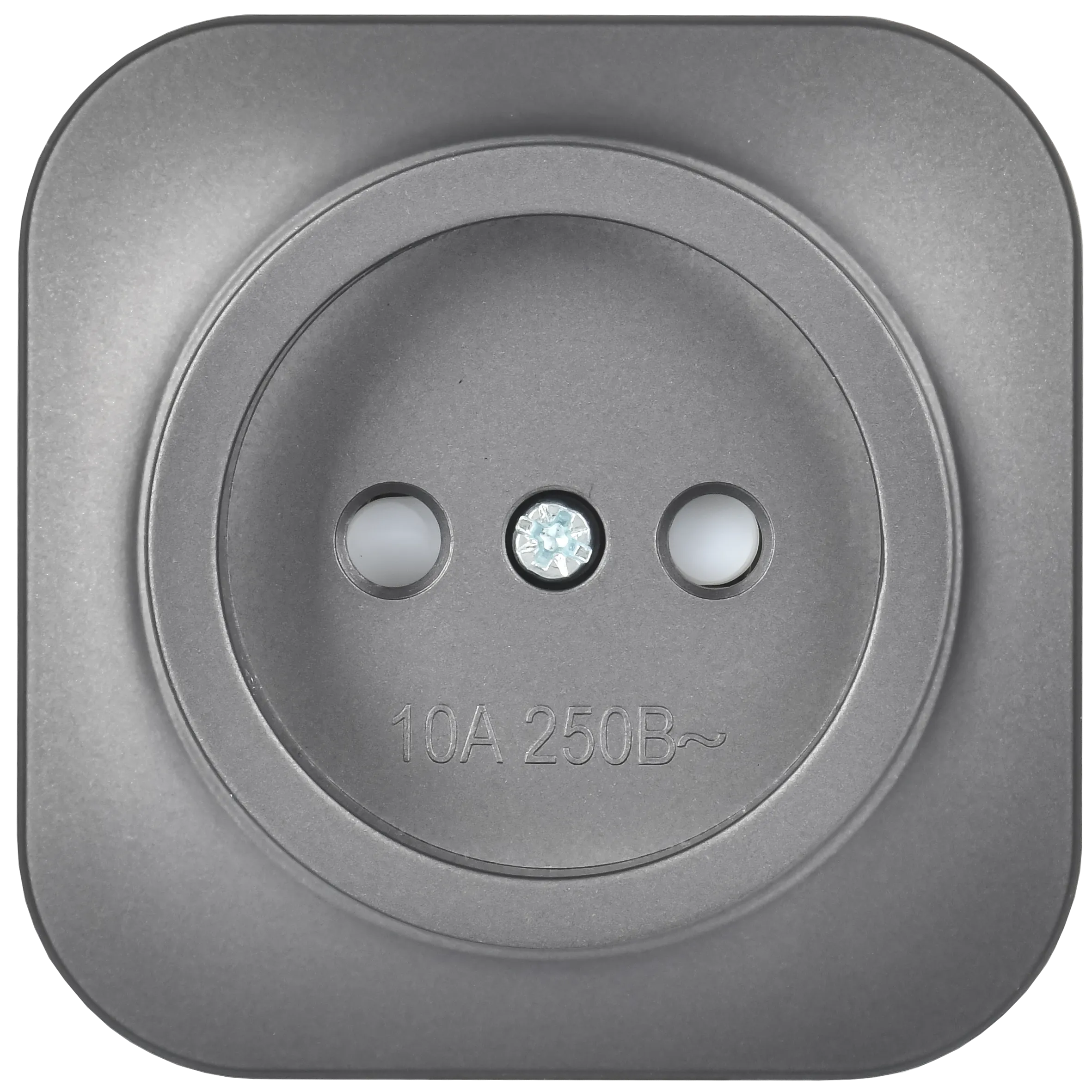 GLORY Розетка 1-местная для открытой установки без заземления с защитными шторками 10А РСш20-2-ХСм сталь матовый IEK - Фото 4