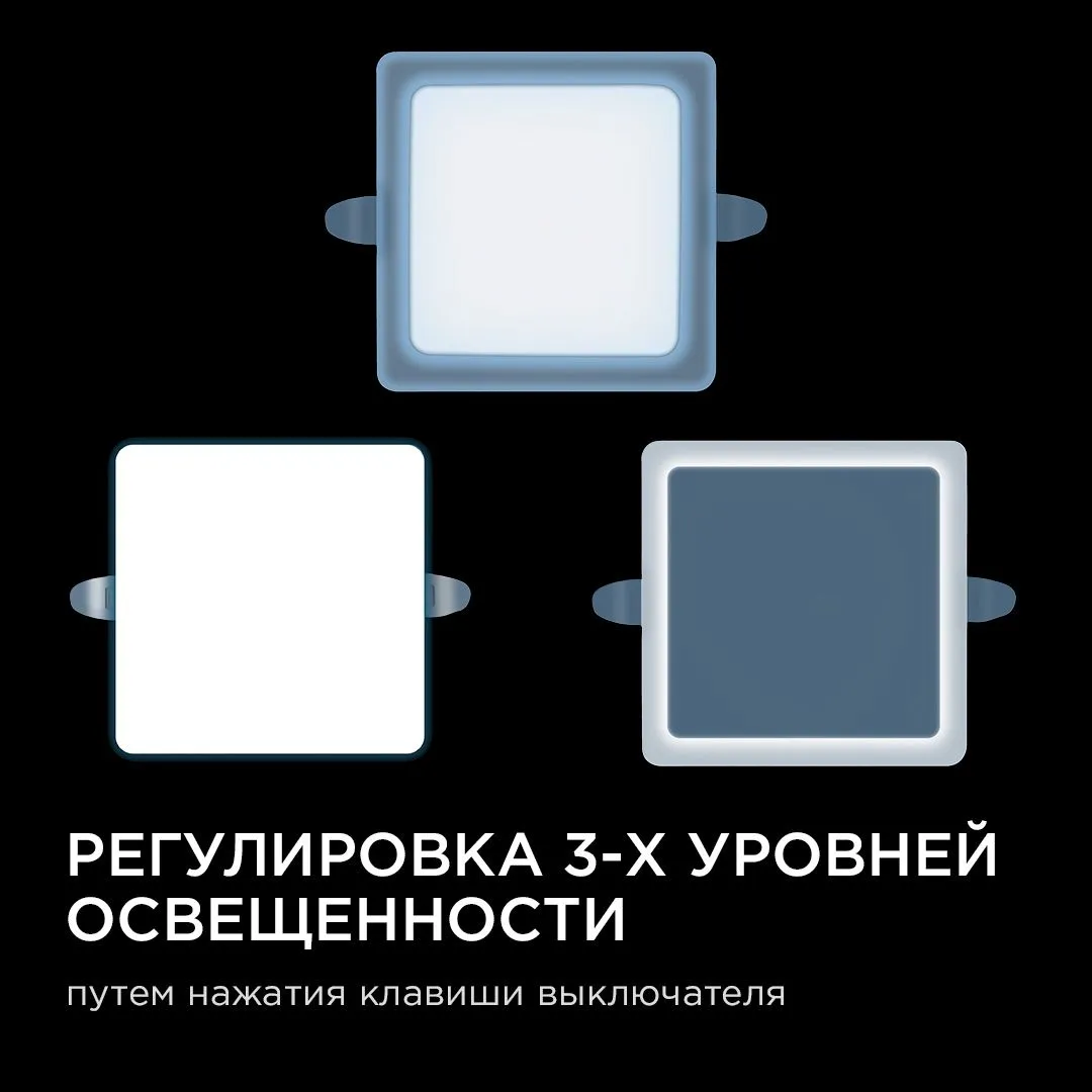 Панель светодиодная встраиваемая безрамочная FLP, 16Вт (12Вт+4Вт), 230В/50Гц, 1360лм, 6500К, IP20, 1 - Фото 4