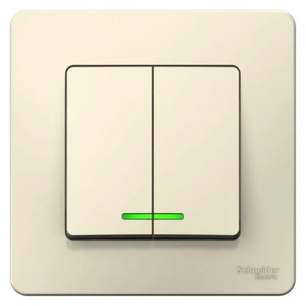 Выключатель 2-кл. СП Blanca 10А IP20 (сх. 5) 250В с подсветкой молочн. SE BLNVS010512