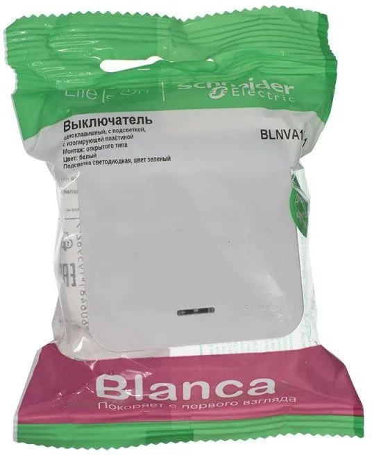 Выключатель 1-кл. ОП Blanca 10А IP20 (сх. 1) 250В с изолир. пластиной бел. SE BLNVA101011 - Фото 2