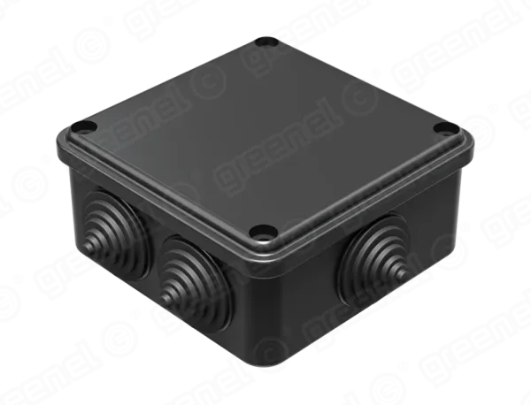 Коробка распаячная для о/п 100х100х50мм IP55 (48шт) ЧЕРНАЯ 6 гермовводов