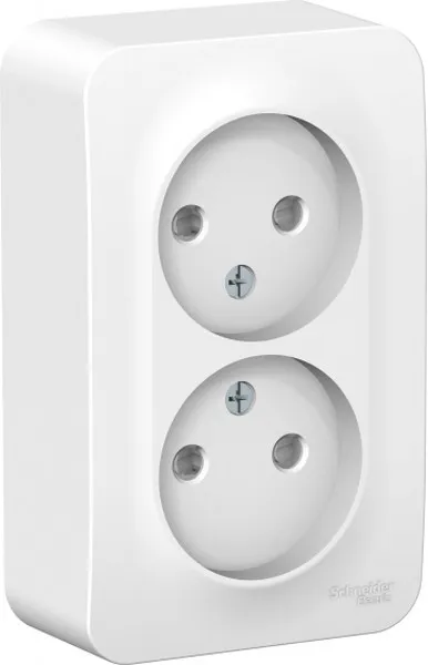 Розетка 2-м ОП Blanca 16А IP20 250В без заземл. защ. шторки с изолир. пластиной бел. SE BLNRA001211 - Фото 3