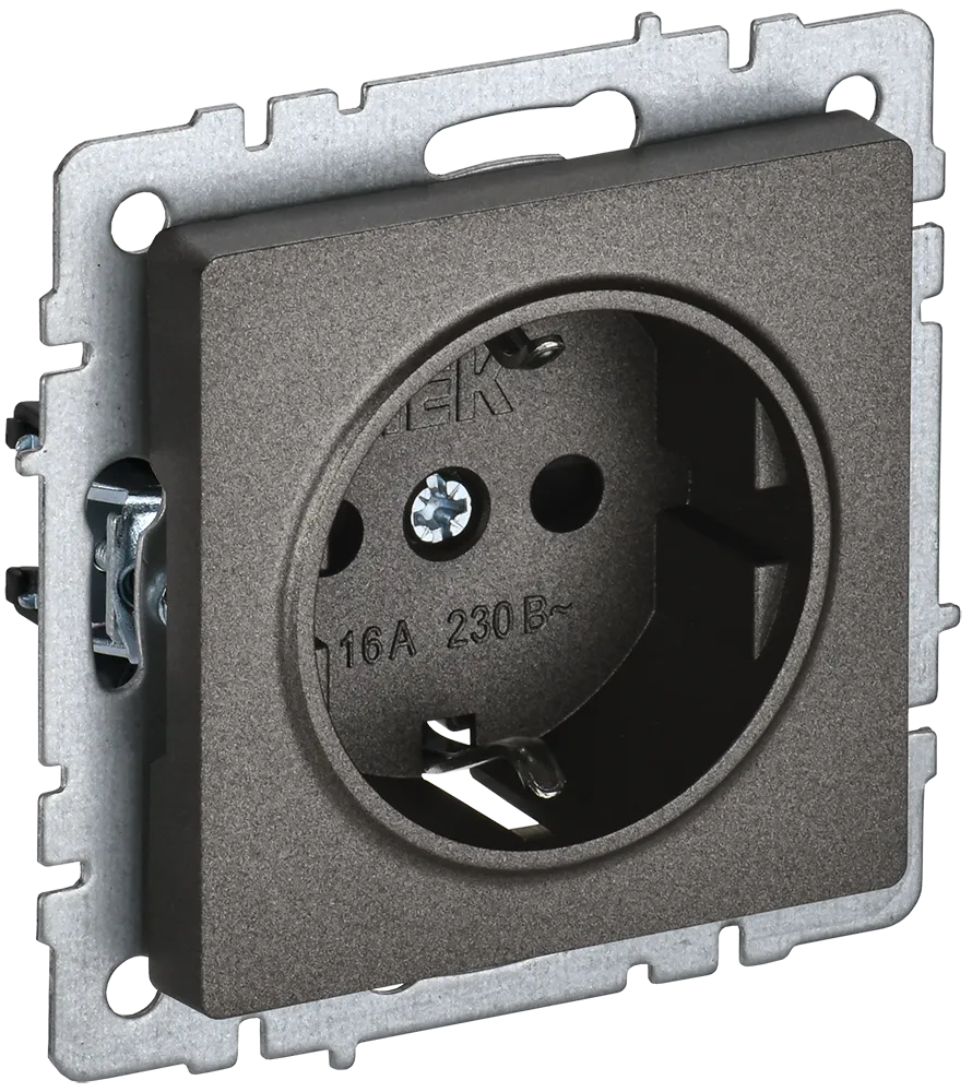 BRITE Розетка 1-местная с заземлением без защитных шторок 16А РС11-1-0-БрТБ темная бронза IEK BR-R11-16-K45