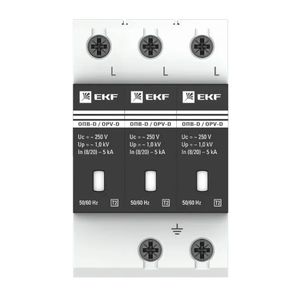 Ограничитель импульсных напряжений ОПВ-D/3P In 5кА 275В с сигн. EKF - Фото 2