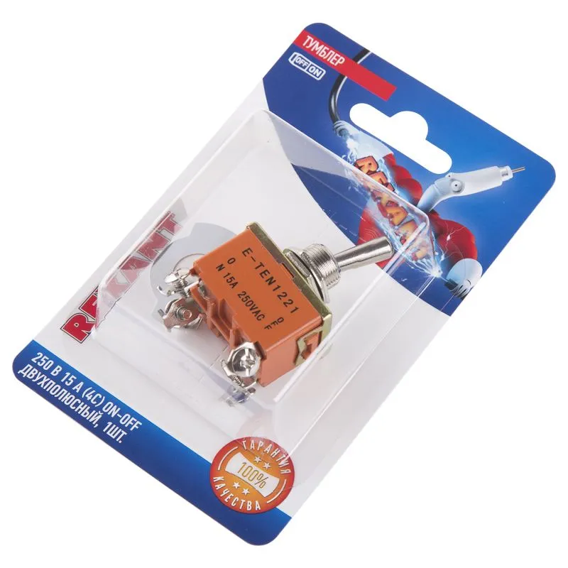 Тумблер 250V 15А (4c) ON-OFF двухполюсный  (KN-201)  REXANT (в упак. 1шт.) - Фото 4