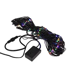 Гирлянда светодиодная Сеть 1х1,5м 160 LED МУЛЬТИ черный ПВХ IP65 свечение с динамикой 230В контроллер в комплекте NEON-NIGHT 215-119