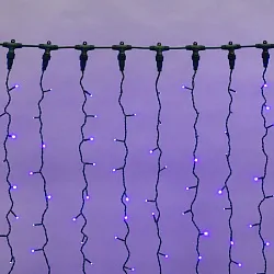 ДОЖДЬ (занавес) 2х1,5м, черный ПВХ, IP54, 360 LED СИНИЕ  (шнур питания в комплекте) 235-123_