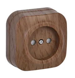 GLORY Розетка 1-местная для открытой установки без заземления с защитными шторками 10А РСш20-2-ХД дуб IEK 