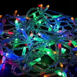 Гирлянда светодиодная Нить 10м 100 LED МУЛЬТИКОЛОР прозрачный ПВХ IP65 постоянное свечение 24В соединяется NEON-NIGHT нужен транс-ор 531-100/531-311/5 305-159